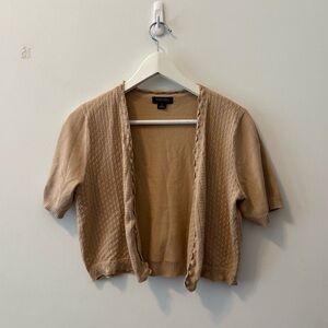 Tan Short Sleeve cropped Cardigan